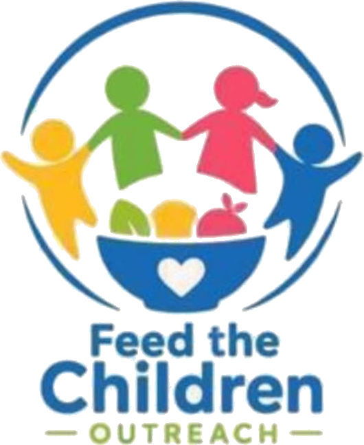 Feed The Children — Outreach program logo: four figures holding hands above a bowl of food and a heart